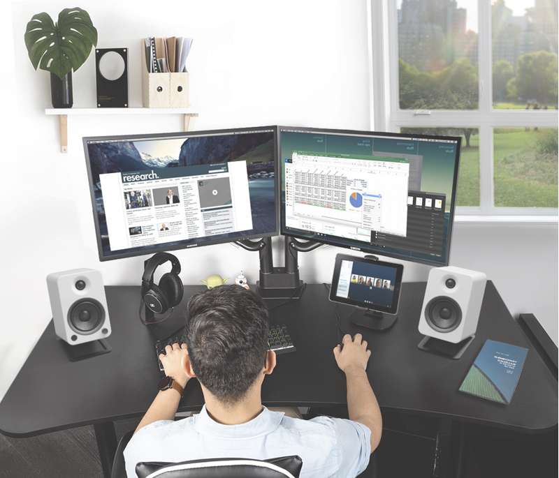 Kanto Dual-Monitor Gas Shock Desktop Mount for 17-inch to 32-inch Displays - Black - Image 15