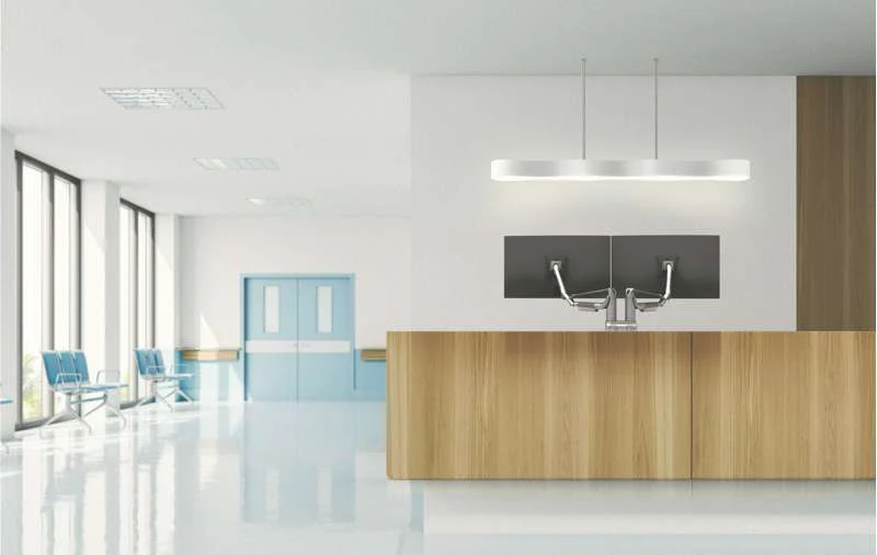 Kanto Dual-Monitor Gas Shock Desktop Mount for 17-inch to 32-inch Displays - Silver - Image 10