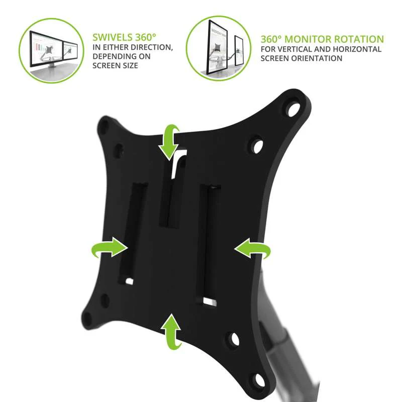 Kanto Dual-Monitor Gas Shock Desktop Mount for 17-inch to 32-inch Displays - Silver - Image 12