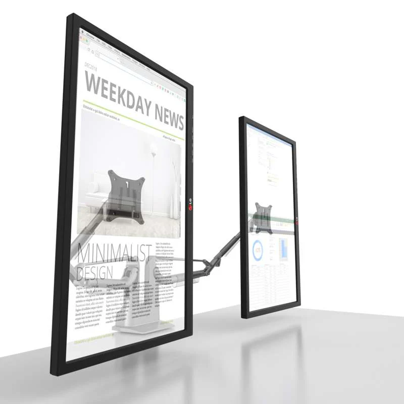 Kanto Dual-Monitor Gas Shock Desktop Mount for 17-inch to 32-inch Displays - Silver - Image 9