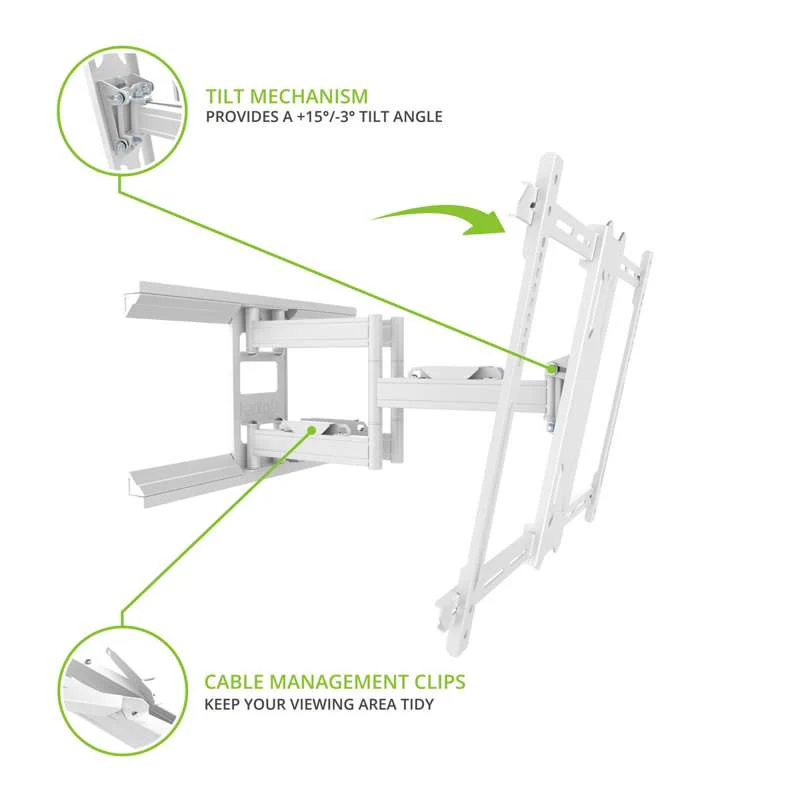 Kanto Full Motion TV Wall Mount for 37-inch to 75-inch TVs - White - Image 12