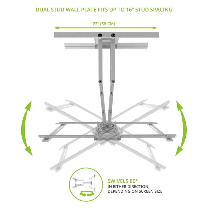 Kanto Full Motion TV Wall Mount for 37-inch to 75-inch TVs - White - Image 14