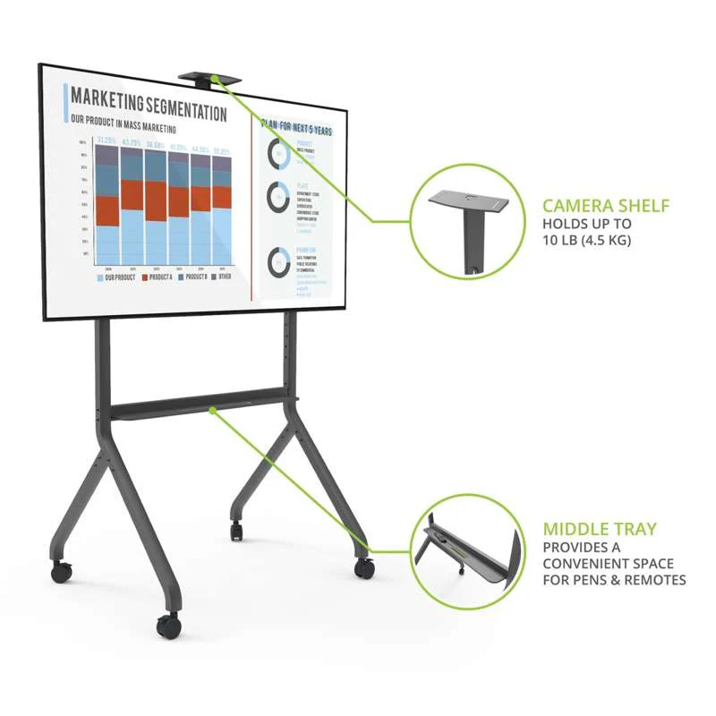 Kanto Heavy Duty Height Adjustable Rolling TV Stand for 55" - 100" Screens - Image 12