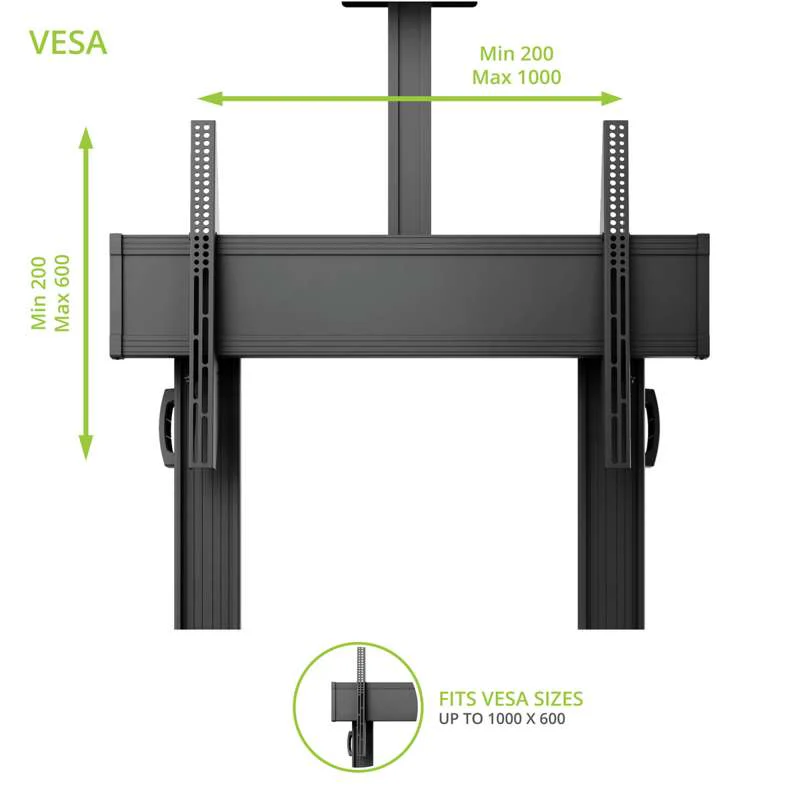 Kanto Mobile TV Mount - Aluminum Base - with Adjustable Shelf for 60-inch to 100-inch TVs - Image 11