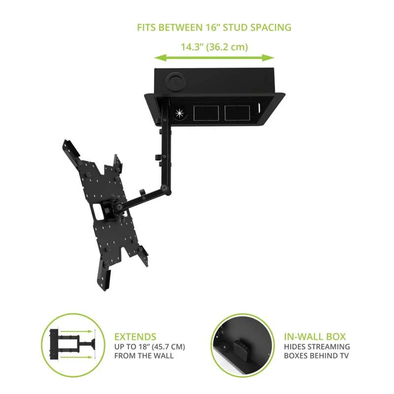 Kanto Pro Series Recessed In-wall Full Motion Articulating TV Mount for 35" - 65" TVs - Image 11