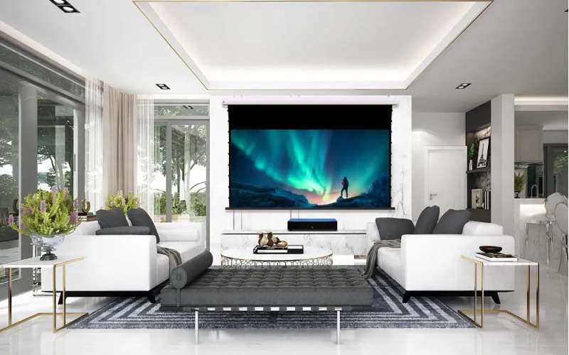 Screen Innovations Short Throw Motorized External Mount Screen, 49'' x 87.2'' with Short Throw Material - Image 3